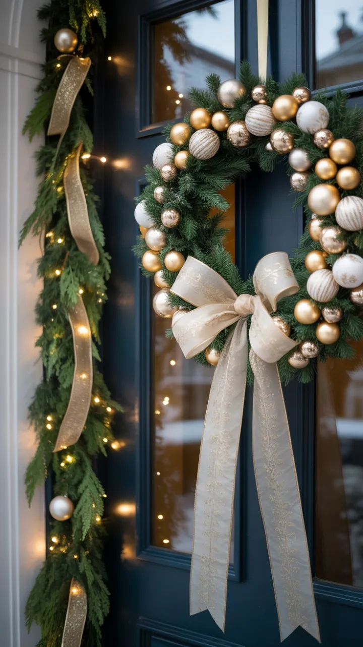 Snow-Kissed Welcome in Gold and White