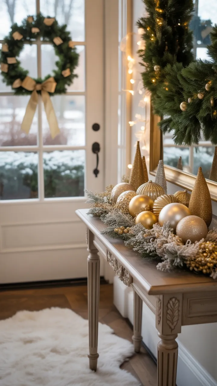 Snow-Kissed Wreath and a Golden Holiday Welcome