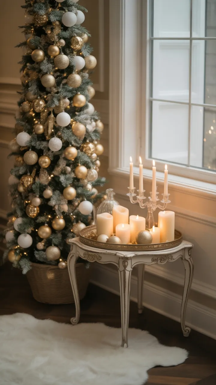 Gilded Christmas Nook Bathed in Warm Light