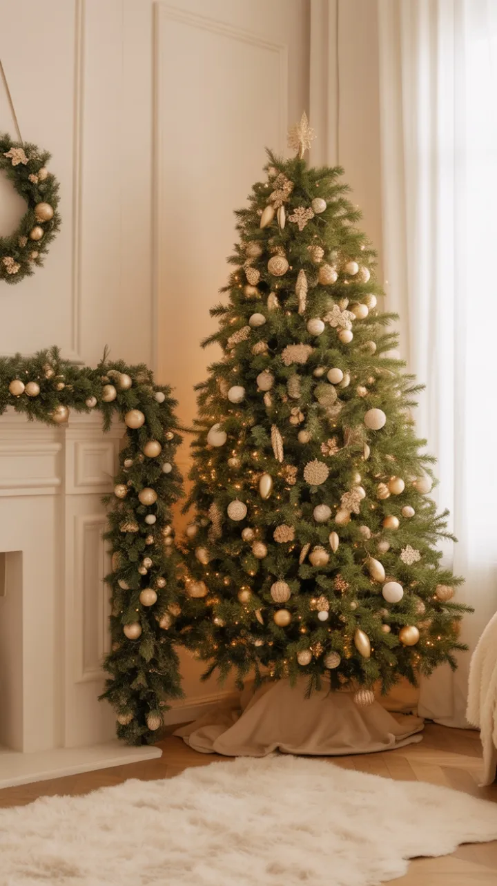 Gilded Holiday Elegance in a Timeless Living Room