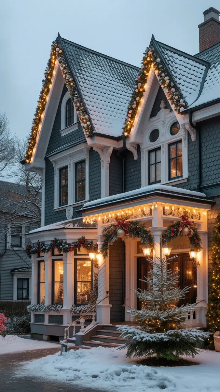 Victorian Manor Bathed in Golden Holiday Glow