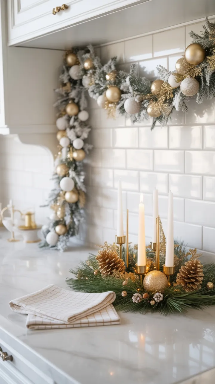 Golden Holiday Elegance on Pristine Marble
