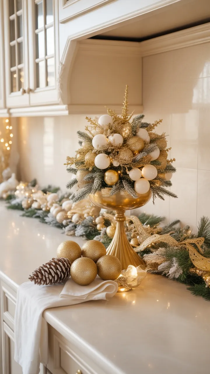 Gilded Holiday Elegance on a Luxurious Kitchen Countertop