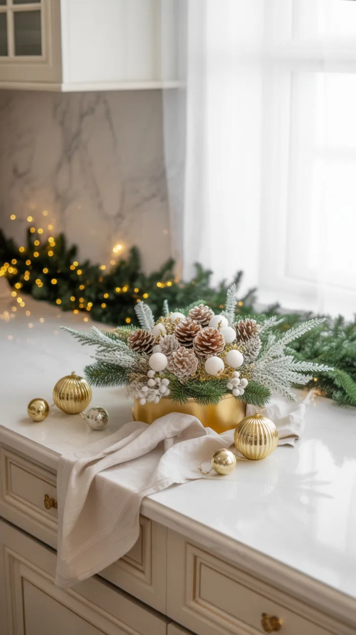 Gilded Christmas Morning on a Marble Countertop