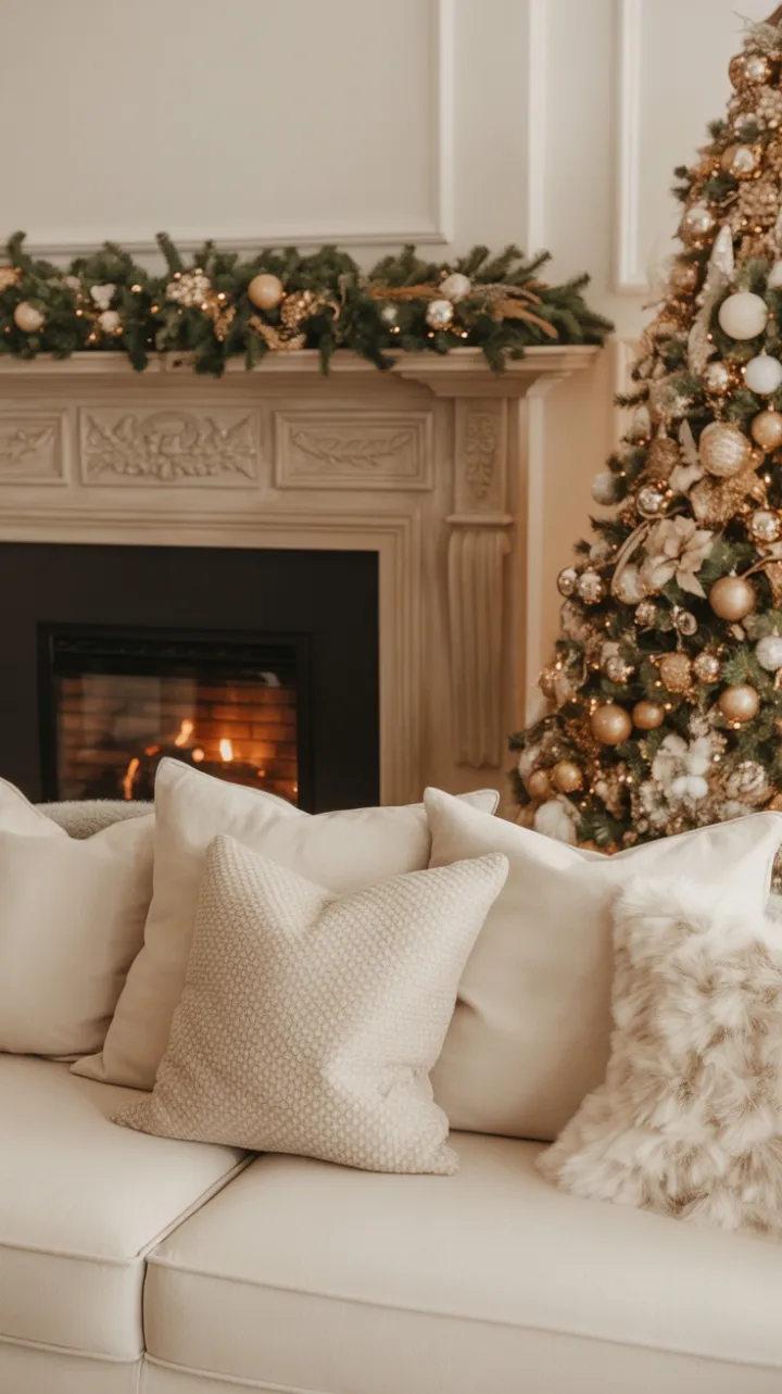Warmth and Wonder in a Golden Holiday Living Room