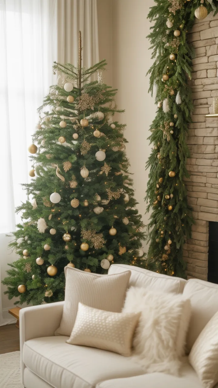 Gold and White Christmas by the Stone Hearth