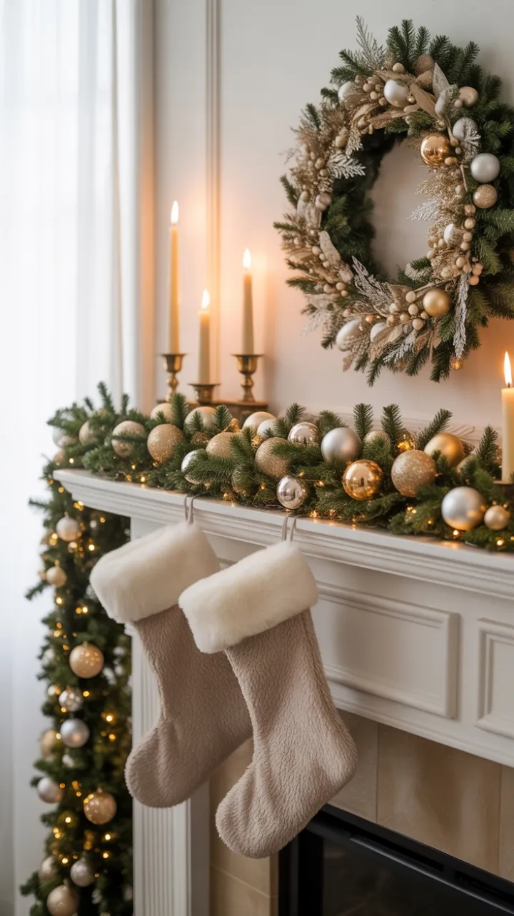 Gilded Holiday Hearth in Gold and Cream