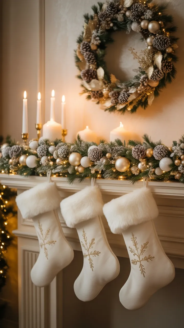 Gilded Christmas Mantelpiece of Warmth and Elegance