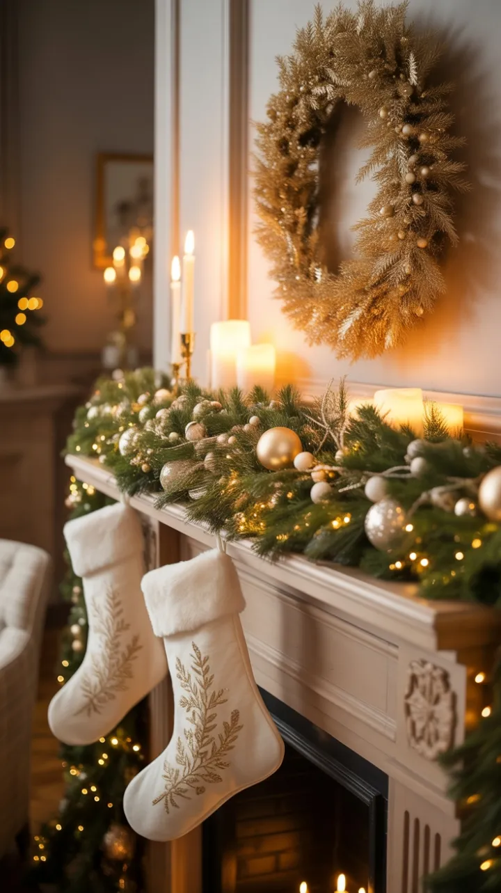 Gilded Holiday Glow – An Elegant Christmas Mantel