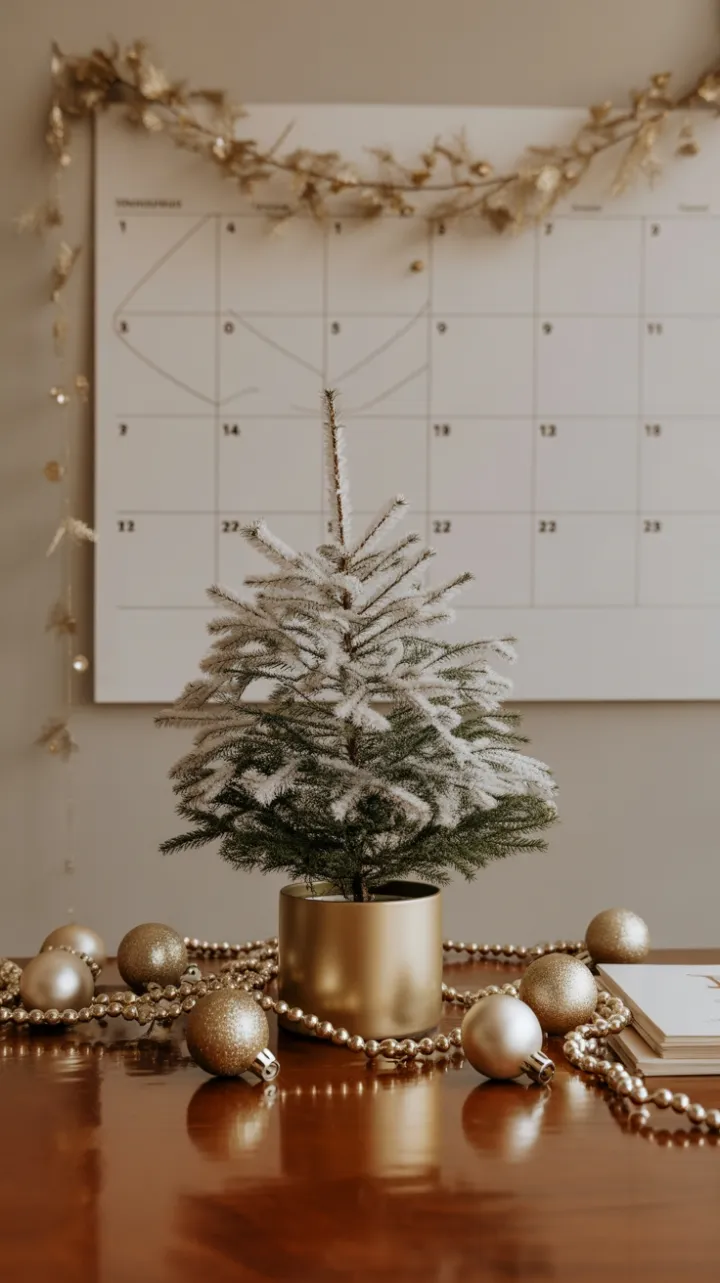 Office Holiday Elegance in Gold and White