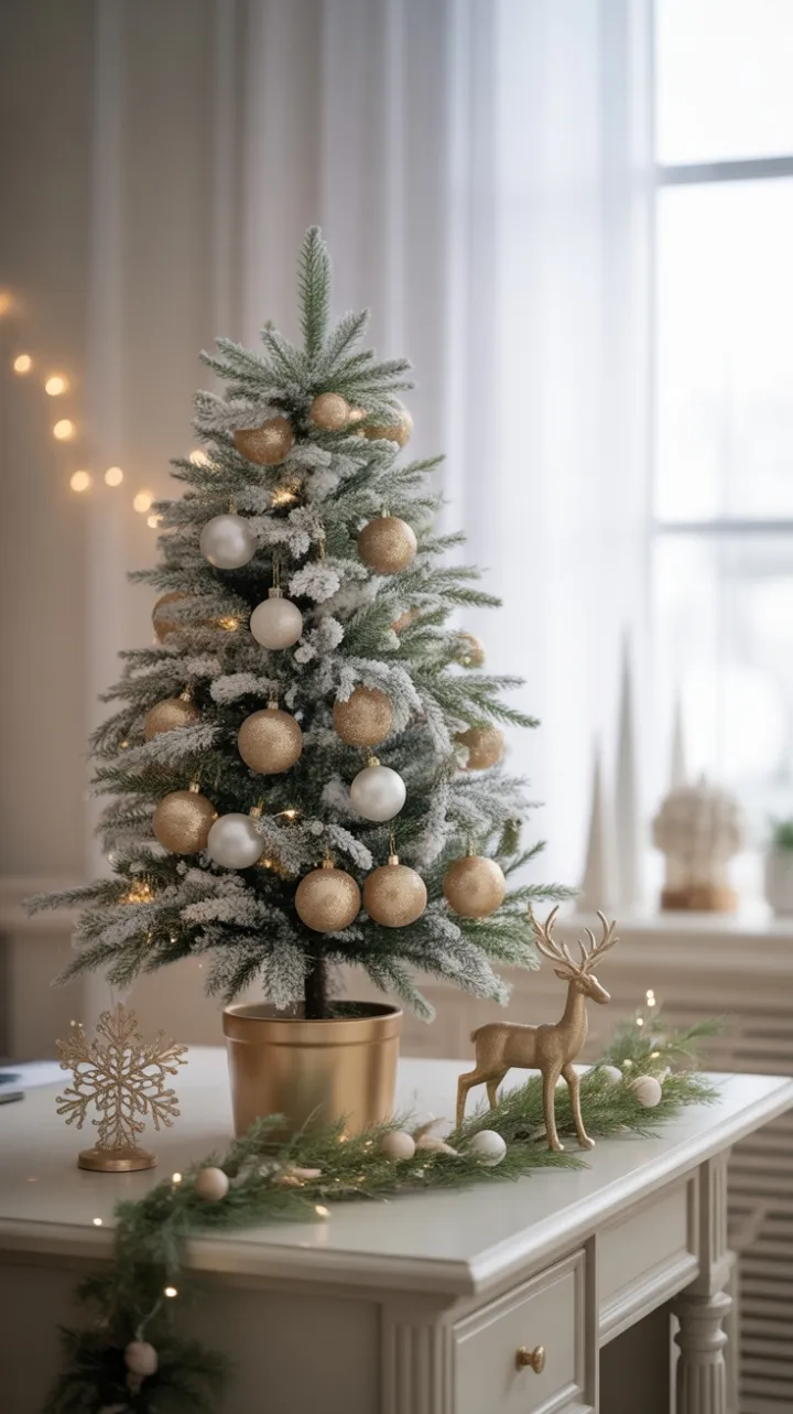 Classy Christmas Desk Bathed in Soft Winter Light