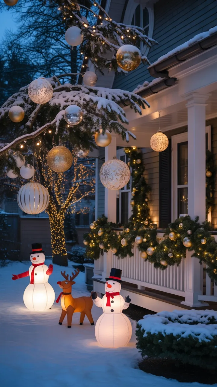 Twilight Elegance of a Gold-and-White Christmas