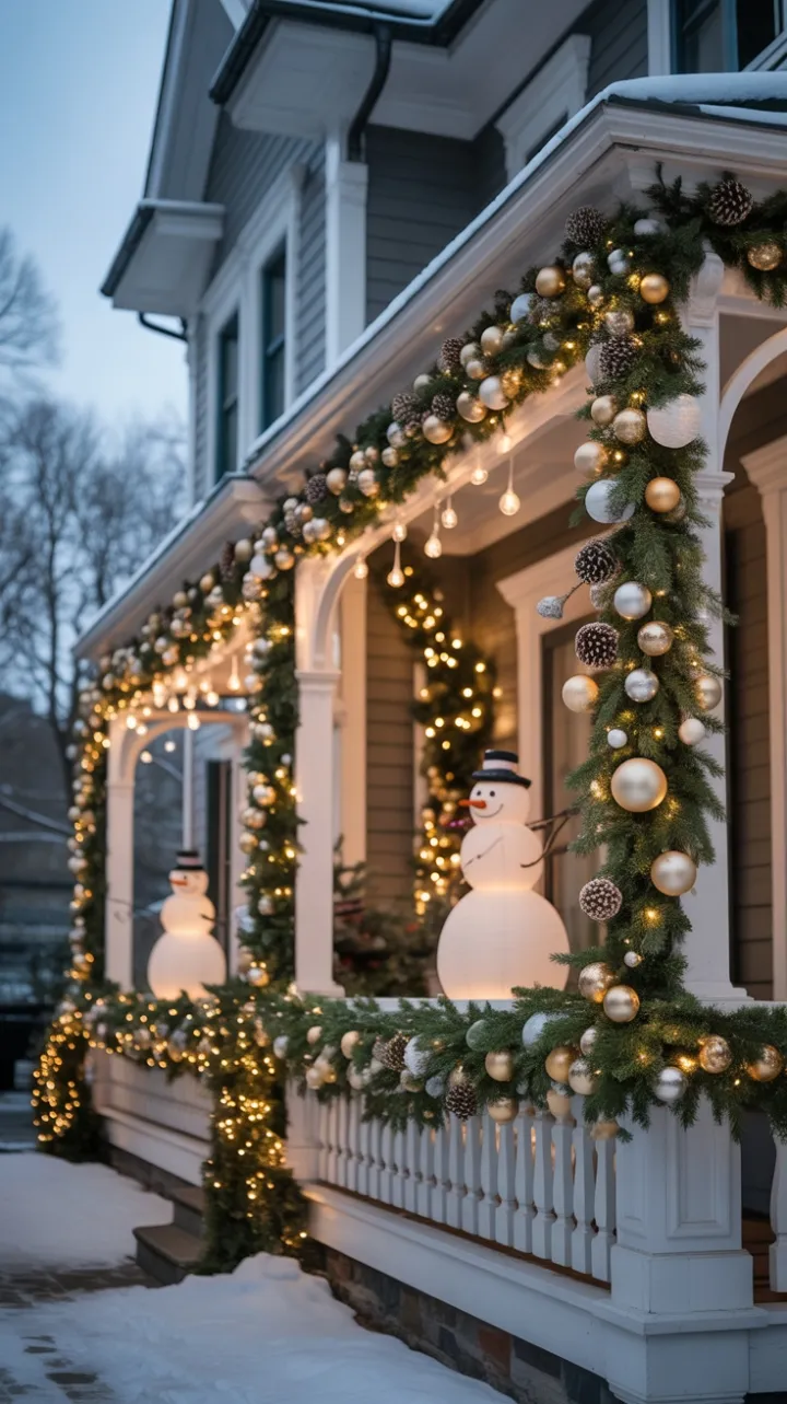 Victorian Home Bathed in a Golden Christmas Glow
