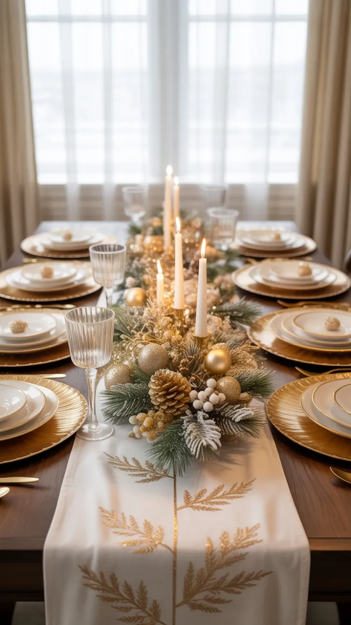 Warm Ivory and Gold Holiday Tablescape