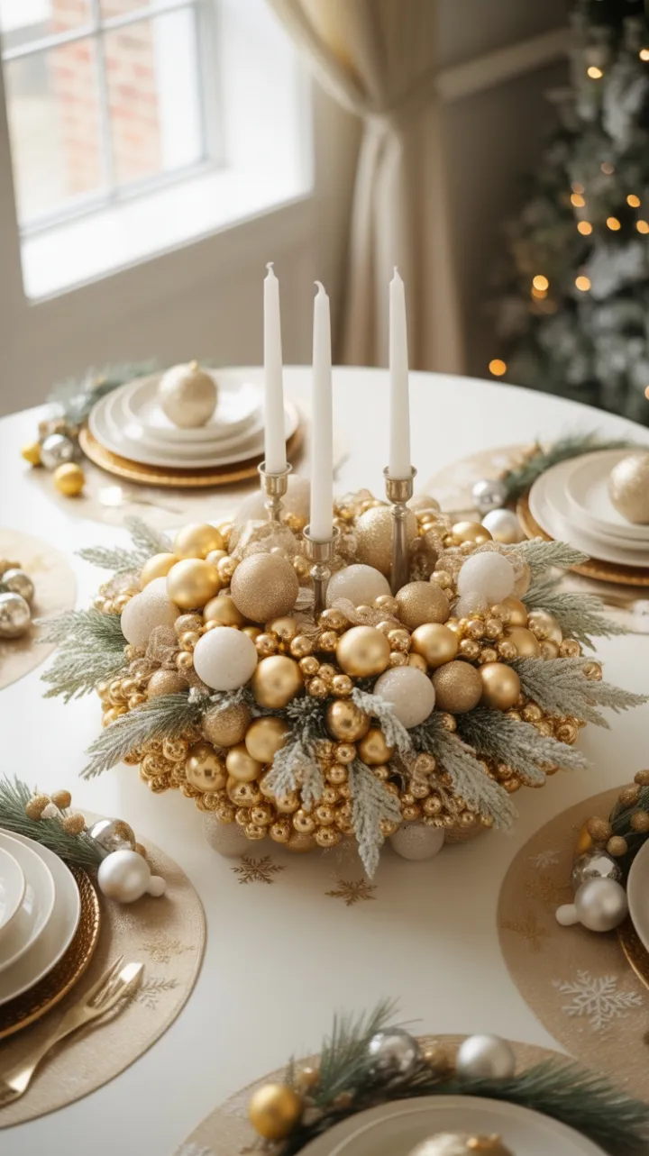 Gilded Winter Table of Candlelight and Snow