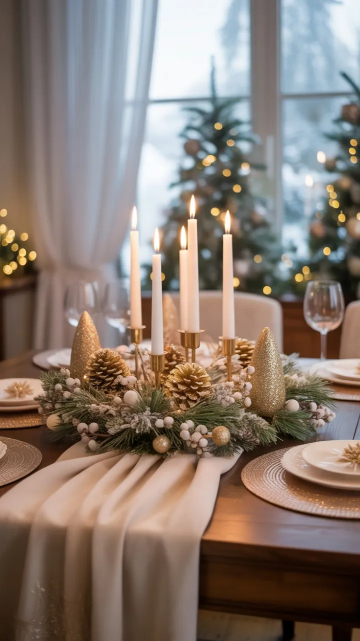 Gilded Holiday Table Wrapped in Candlelit Winter Warmth