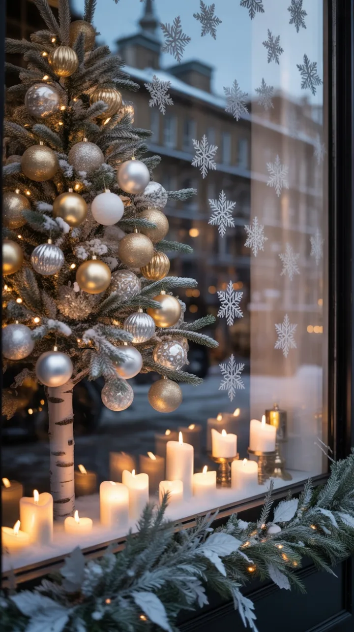 Snow-Kissed Birch and Candlelight