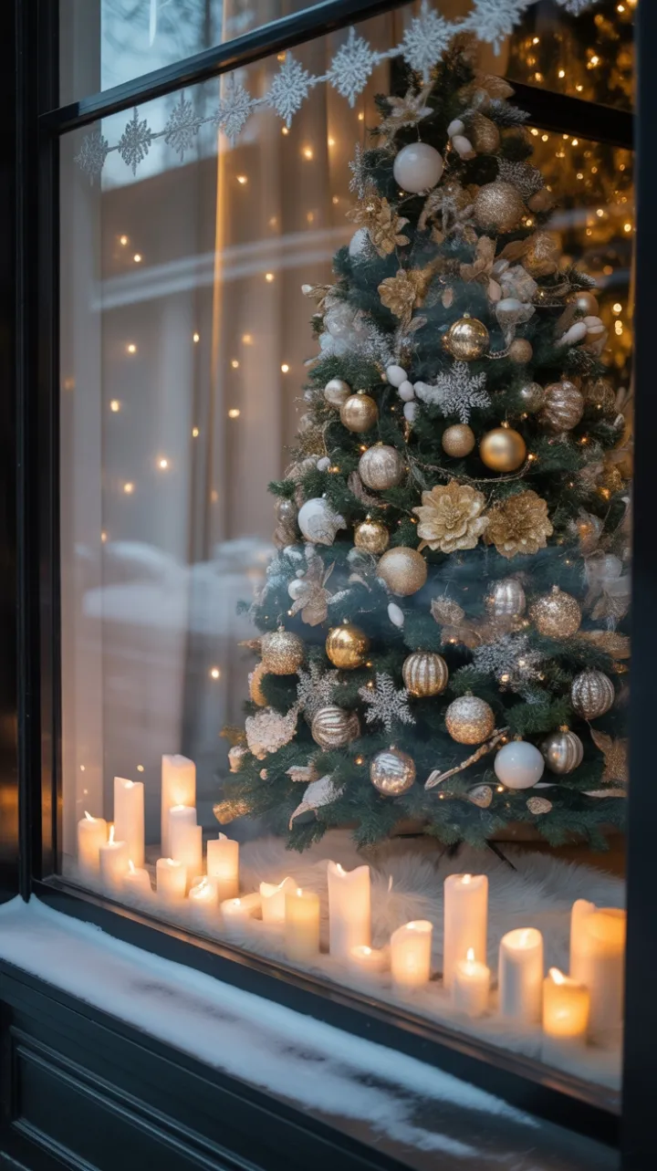 Gilded Christmas Window of Warmth