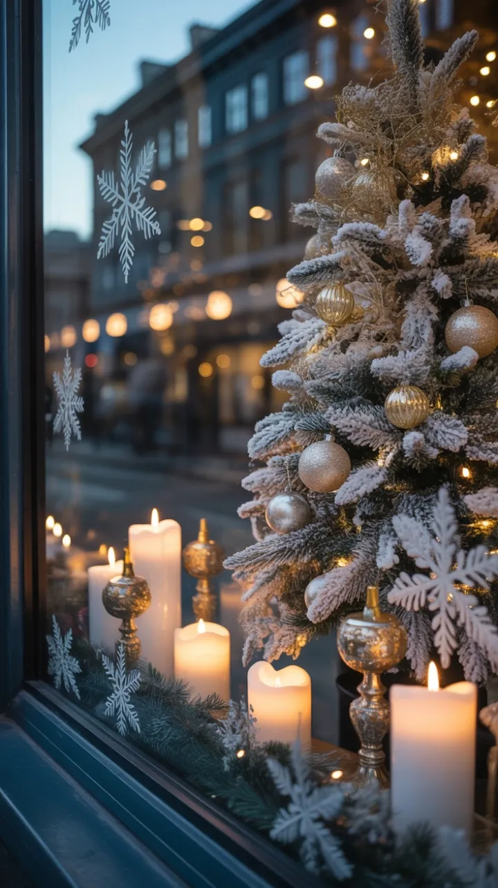 Frosted Christmas Elegance in Golden Twilight