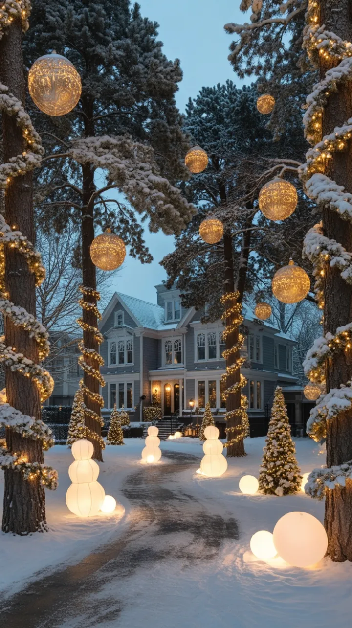 Victorian Home Transformed into a Golden Winter Wonderland
