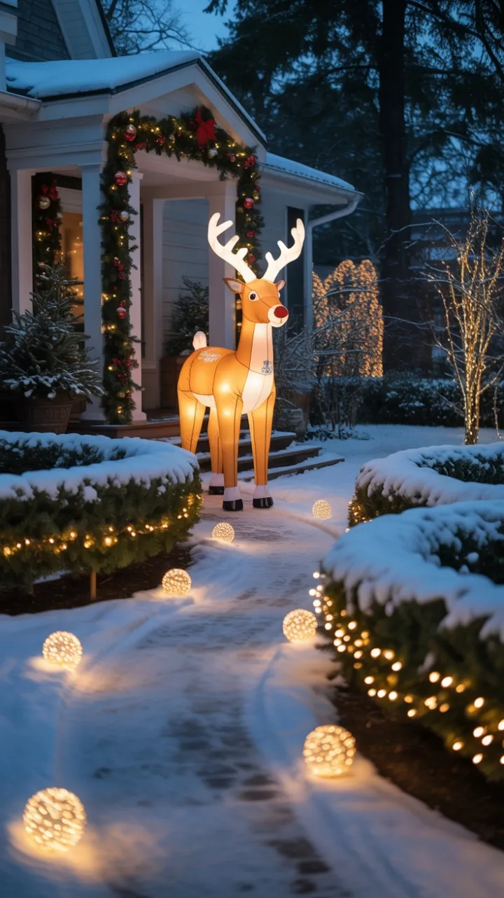Golden Pathway to a Snow-Kissed Christmas Welcome