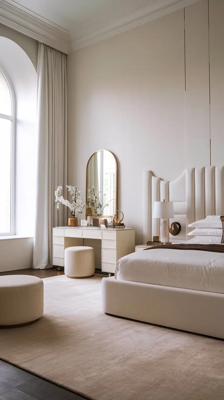 Wake up to serenity in this minimalist haven. The clean lines and soft textures create a sanctuary of calm, perfectly complemented by pops of color that add a touch of personality. A space designed for restful nights and rejuvenating mornings.