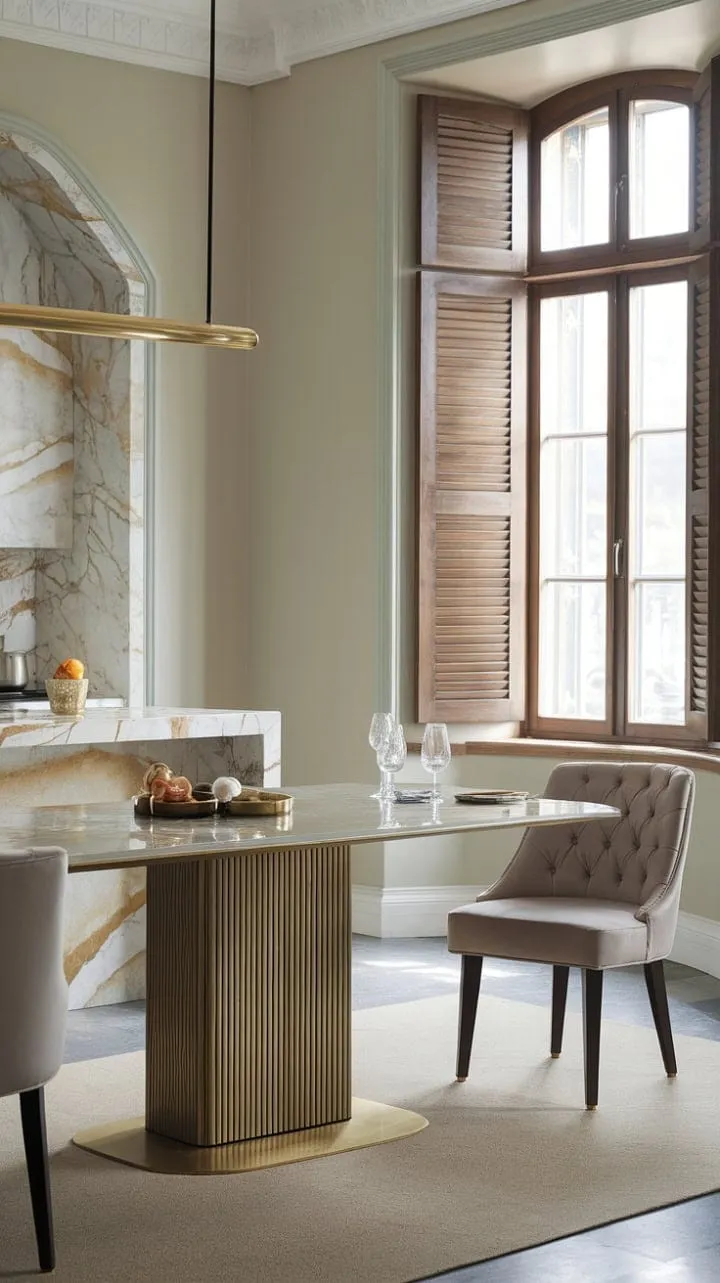 This kitchen and dining area masterfully combines modern elegance and cozy luxury, making it the ultimate backdrop for cherished moments and exquisite dining experiences.