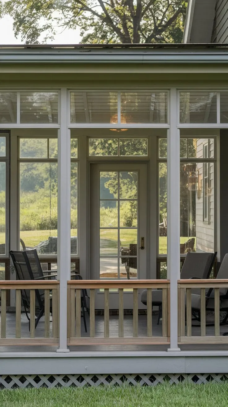 Charming Enclosed Front Porch with Scenic Views