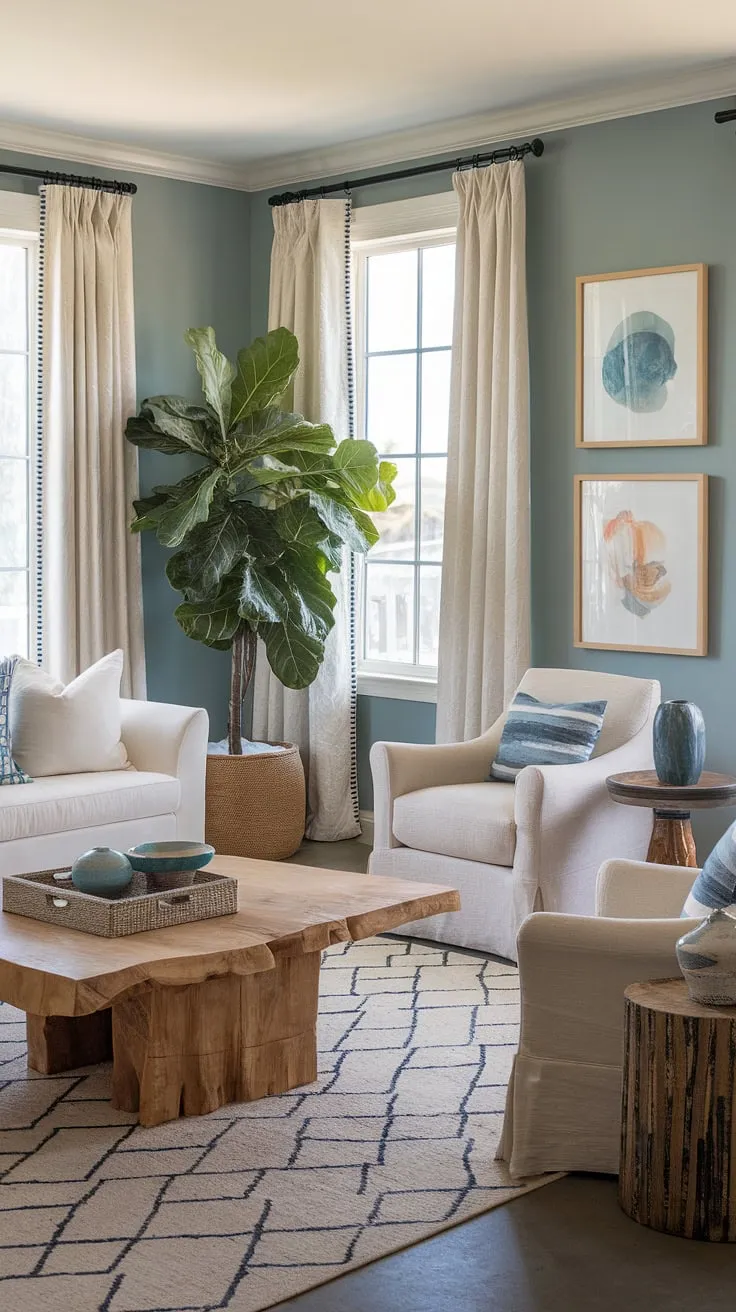 Sunlight streams into this coastal casual living room, perfectly embodying California coastal interior design.  The relaxed atmosphere and breezy decor create the ultimate beach house living room, a testament to the beauty of beach house interior design and coastal interiors design.  This coastal house is a dream come true.