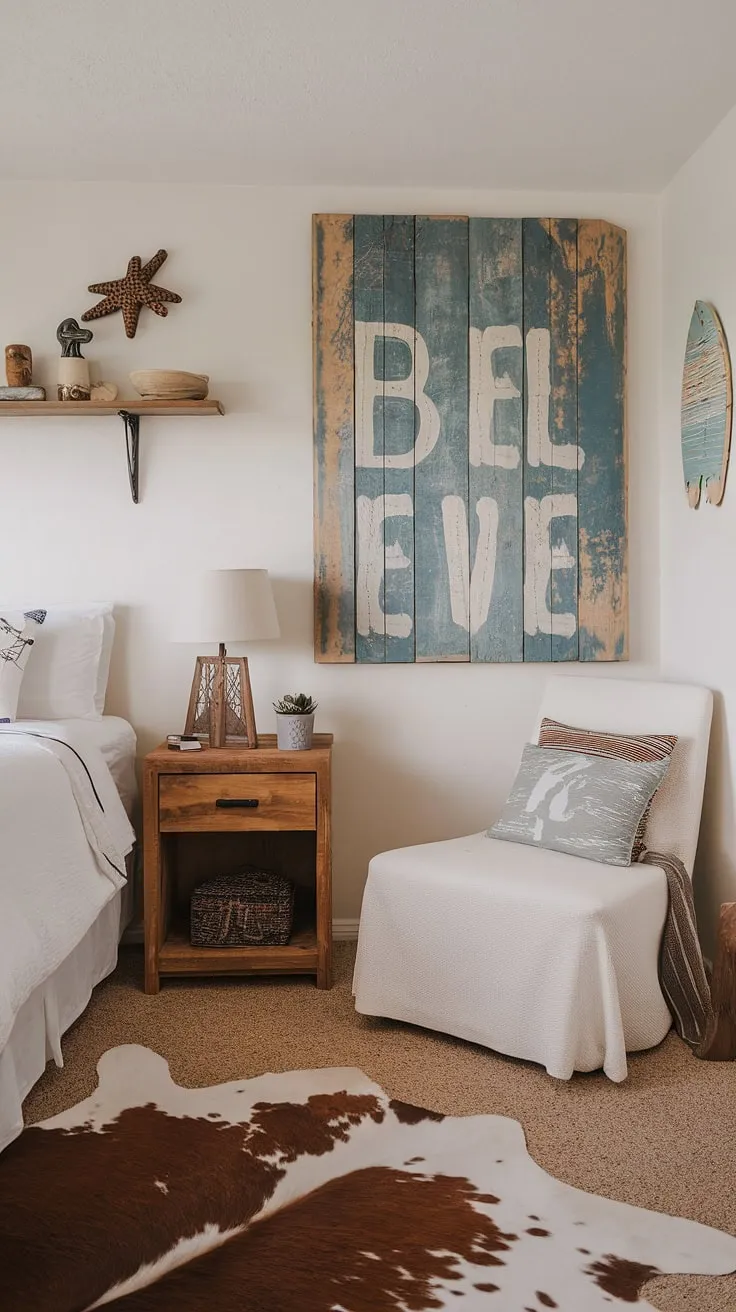 Dreamy coastal cowgirl bedroom, where beachy room ideas meet cowgirl charm.  This surf room decor and ocean room decor blend creates the perfect summer room decor, a haven of relaxed coastal vibes and rustic cowgirl style.  The ultimate cowgirl room, or coastal cowgirl room, if you will.