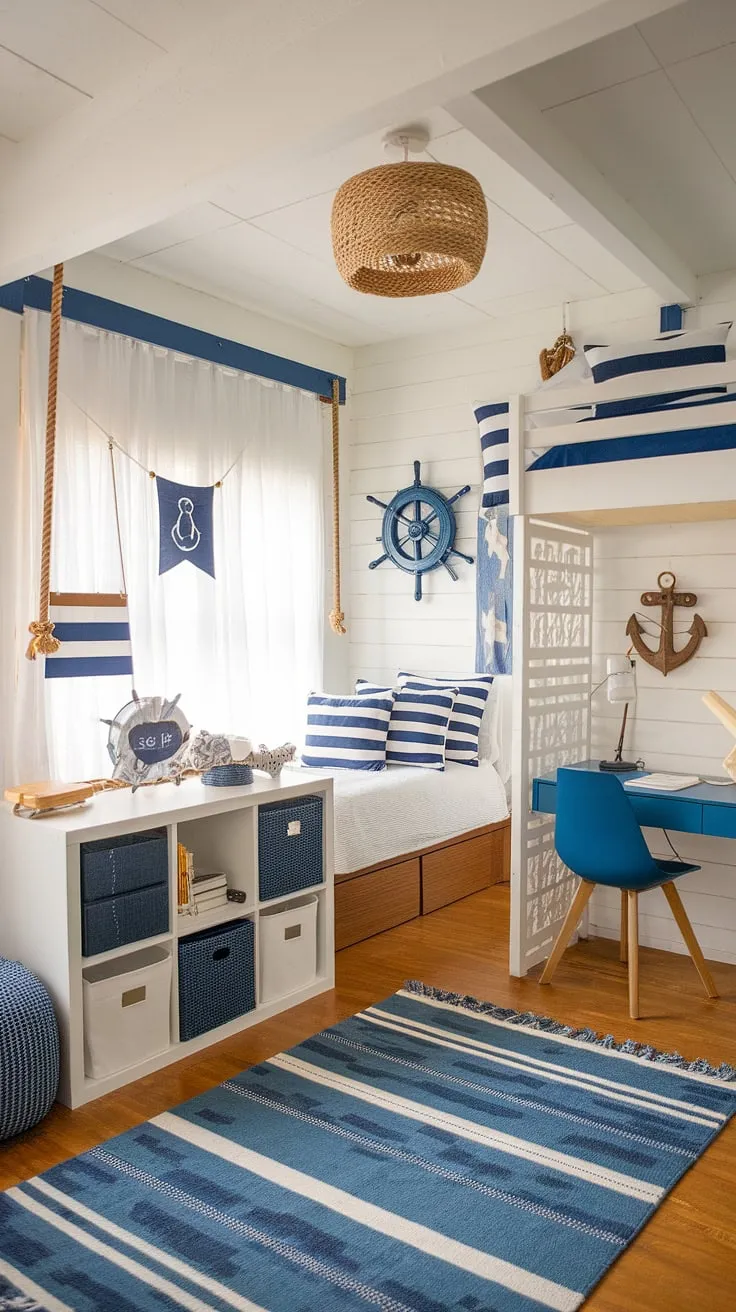 Transforming a simple dorm room into a coastal granddaughter's haven.  Sea salt and sand decor, coastal blue accents, and beachy bedroom ideas create the perfect coastal girl room aesthetic. This beach college dorm is a dreamy escape, embodying the spirit of the sea.