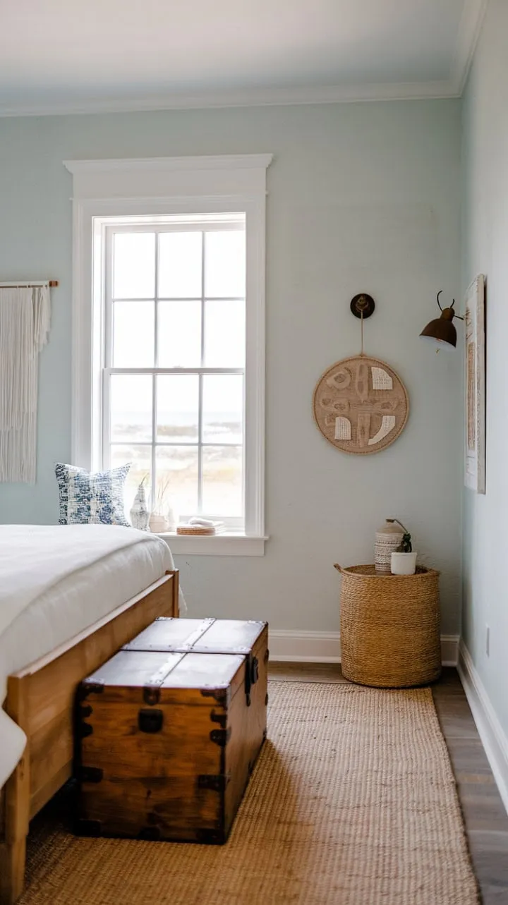 Experience serene slumber in a chic coastal retreat, where ocean views and soothing hues harmonize for the ultimate beach house escape.