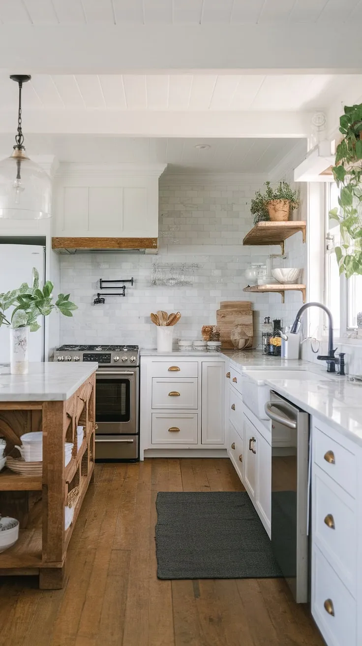 This sun-drenched coastal farmhouse kitchen is the epitome of relaxed elegance. The blend of rustic wood and sleek marble, along with the farmhouse sink and ample counter space, makes it a dream space for cooking and entertaining. The perfect place to unwind and create lasting memories.