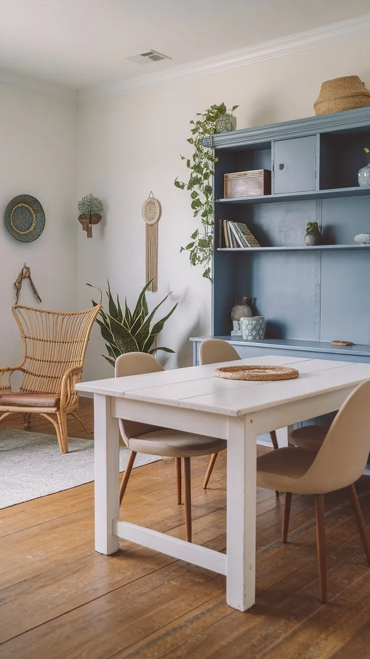Imagine working from this idyllic coastal office.  The coastal interior design, with its hints of coastal farmhouse style, makes this beach house interior the ultimate coastal escape and productive workspace.