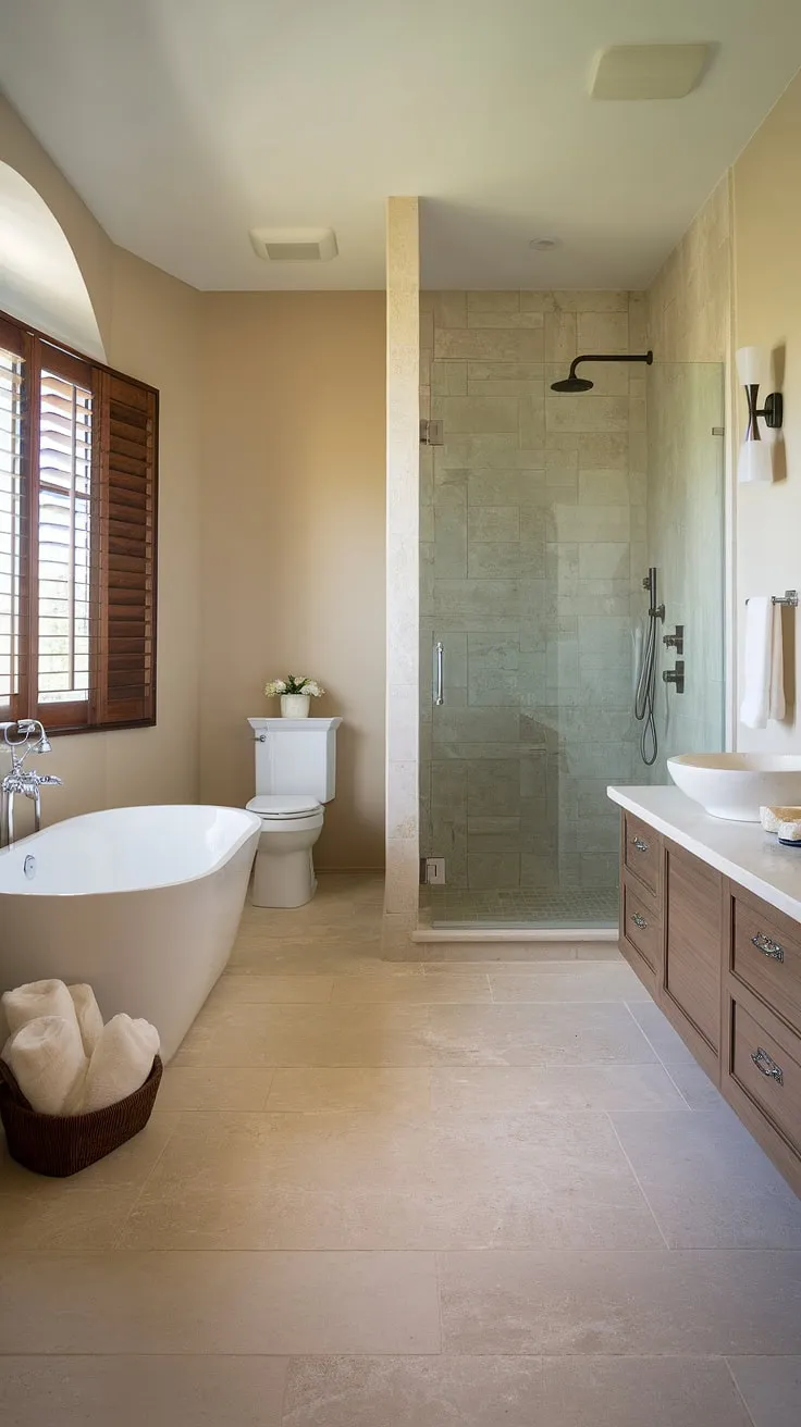 Indulge in the serenity of this coastal master bathroom.  The perfect blend of modern beach cottage bathroom design and a master bath remodel coastal, offering endless beach master bath ideas for your own tranquil retreat.