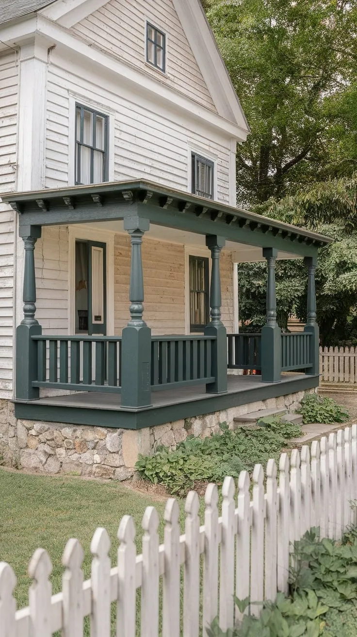 Charming Colonial Home with a Cozy Green Porch