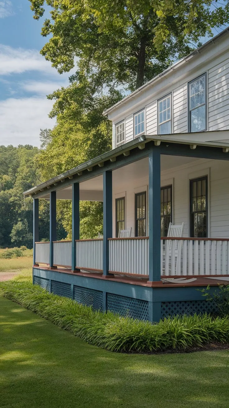 Classic Blue Porch on a New England Colonial Home