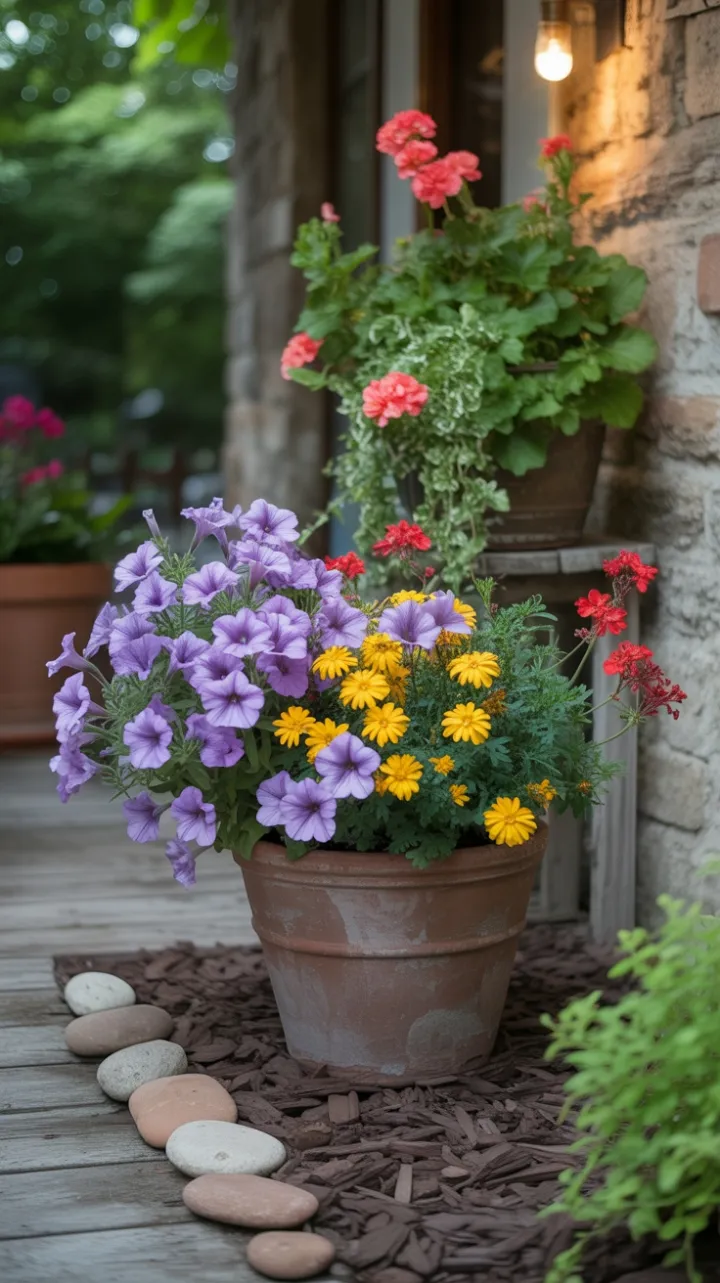 Terracotta Bloom Haven on a Sunlit Patio