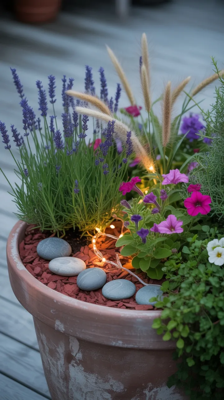 Twilight Garden Glow in a Weathered Terracotta Pot