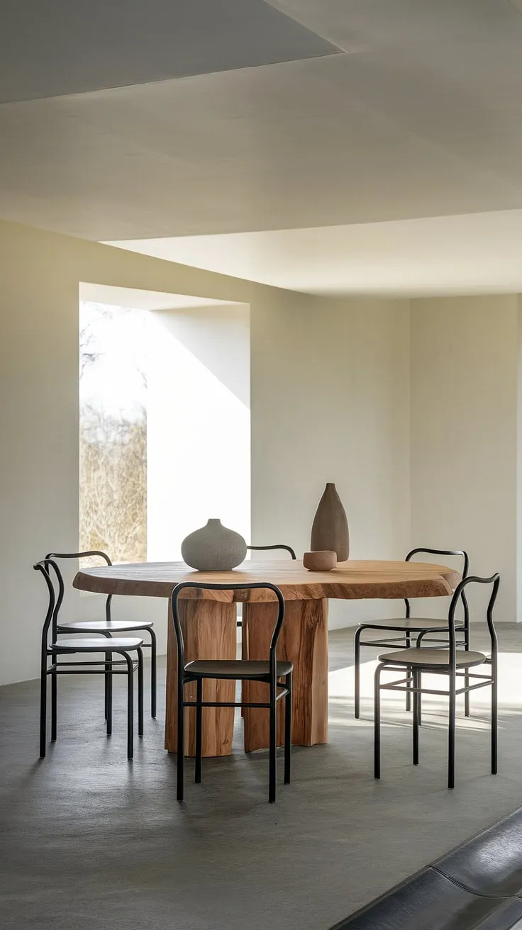 This contemporary dining room embodies organic modern design, showcasing a stunning dining table design and sophisticated dining room decor.  The result?  A space brimming with dining room inspiration and perfect dining room interiors for the modern home.