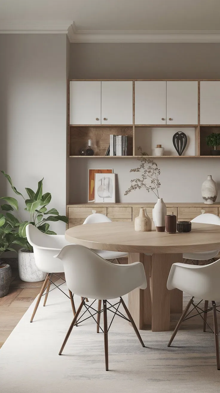 Find your dining room inspiration in this stunning organic modern dining room. The modern dining room design is effortlessly chic, featuring a captivating dining table design and thoughtful dining room decor, all contributing to the overall beauty of these exceptional dining room interiors.