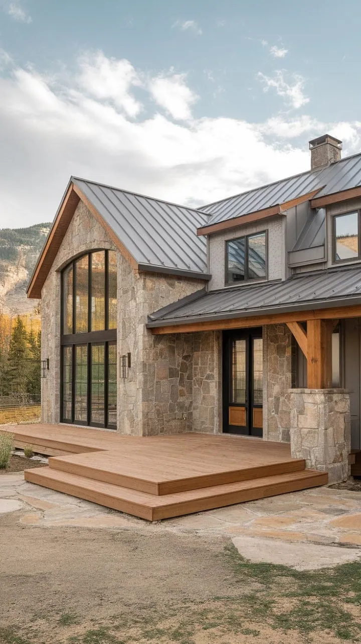 This contemporary farmhouse is a breathtaking sanctuary that beautifully blends rustic charm with modern elegance, offering stunning mountain views and a serene connection to nature.
