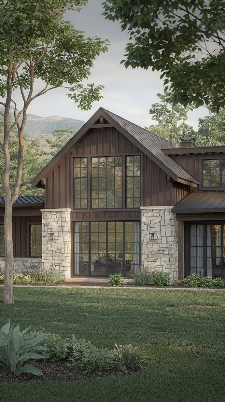 This enchanting farmhouse harmoniously combines rustic charm and modern elegance, offering breathtaking mountain views and a serene retreat for unforgettable memories.
