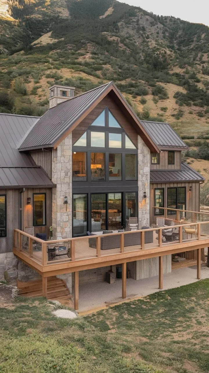 This architectural gem blends rustic charm with modern elegance, offering a serene retreat that harmonizes with nature.