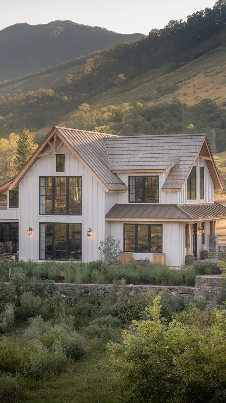 This breathtaking mountain sanctuary harmoniously blends rustic charm with modern elegance, offering panoramic views and a refined escape into nature.