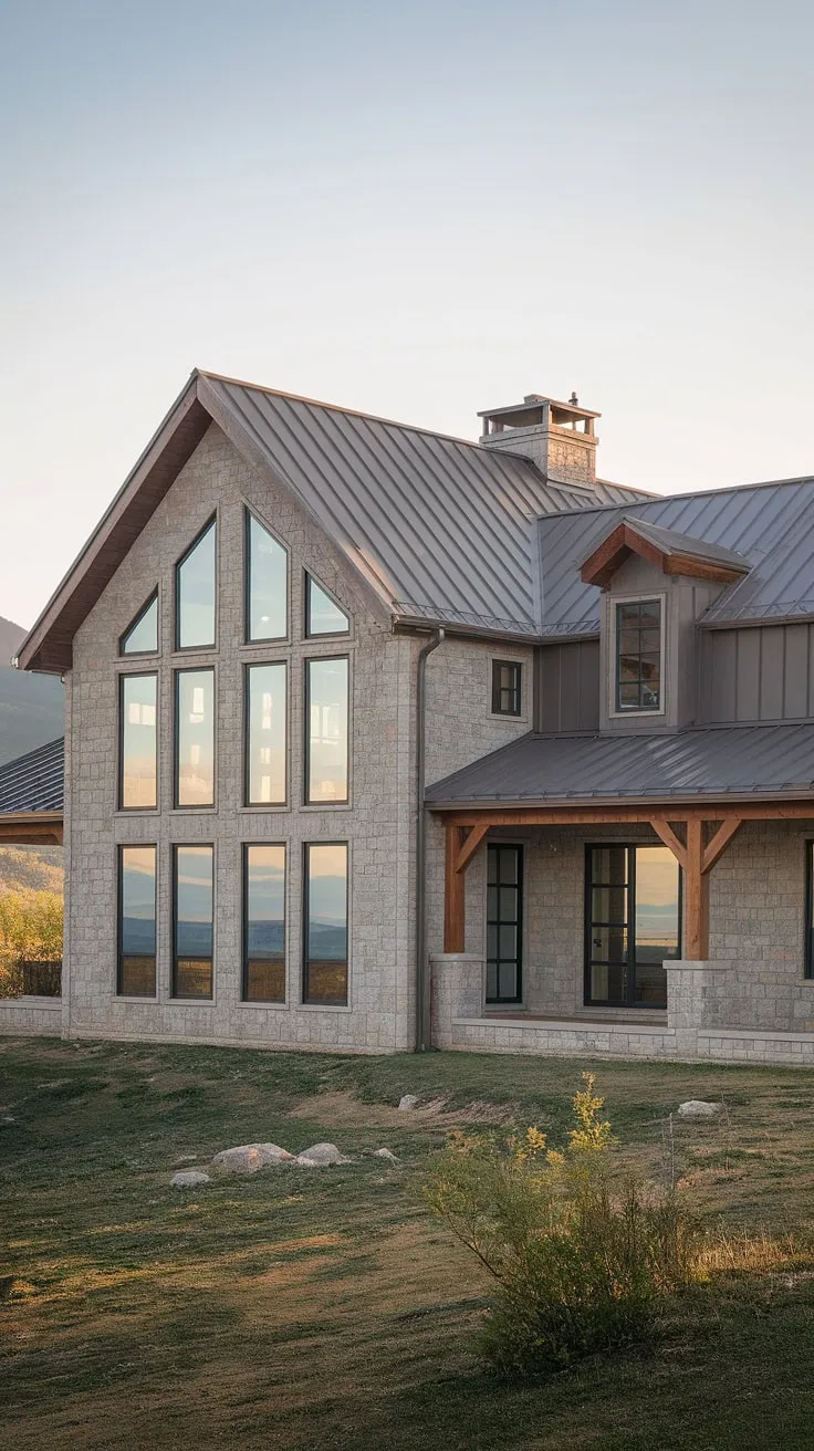 Nestled in the mountains, this stunning home embodies rustic-modern living. Large windows frame the panoramic views, while the stone and wood create a warm and inviting atmosphere. A perfect blend of comfort and contemporary design, this property offers a tranquil retreat from the everyday. A true sanctuary.