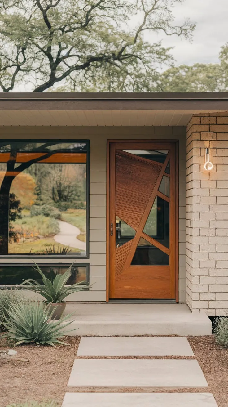 Midcentury Modern Door on a Chic Sustainable Porch