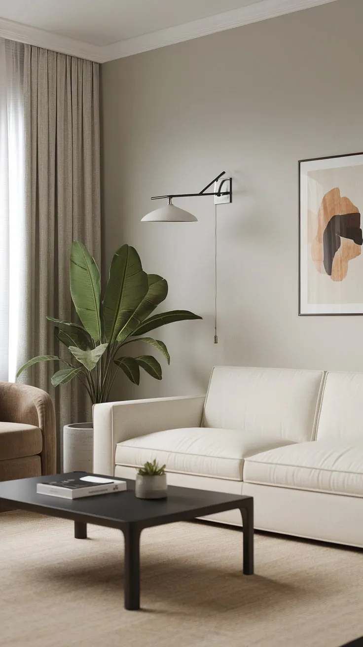 This contemporary living room is a masterclass in minimalist interior design.  The carefully curated living room decor, featuring a neutral palette and subtle textures, exemplifies sophisticated home design and effortless house interior decor.