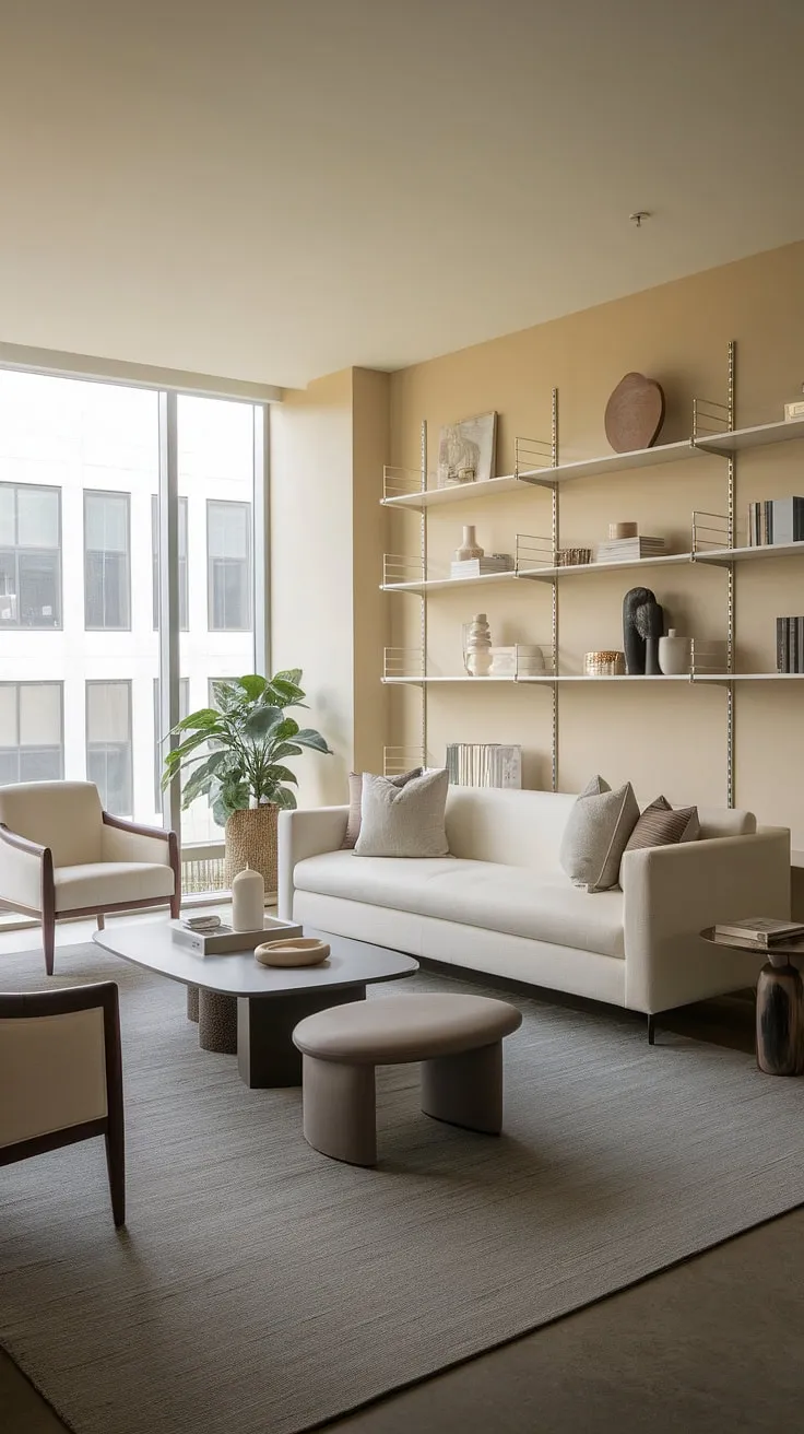 Clean lines and curated details define this stunning contemporary living room.  The impeccable interior design and carefully chosen living room decor create a haven of modern elegance, exemplifying the best in home design and house interior decor.