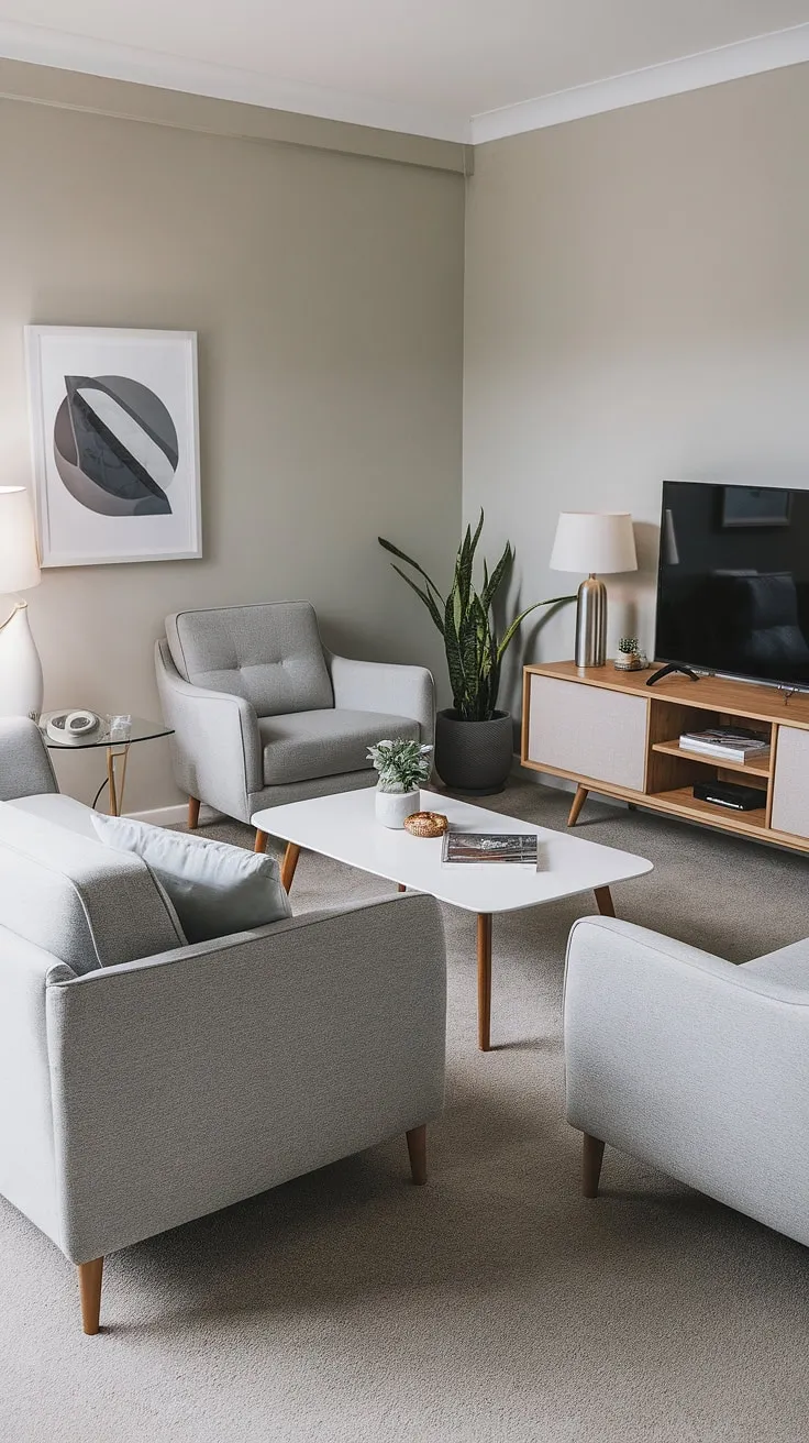 This contemporary living room showcases the perfect blend of comfort and style.  The thoughtful interior design and curated living room decor create a sophisticated yet inviting atmosphere, reflecting the latest trends in home design and house interior decor.